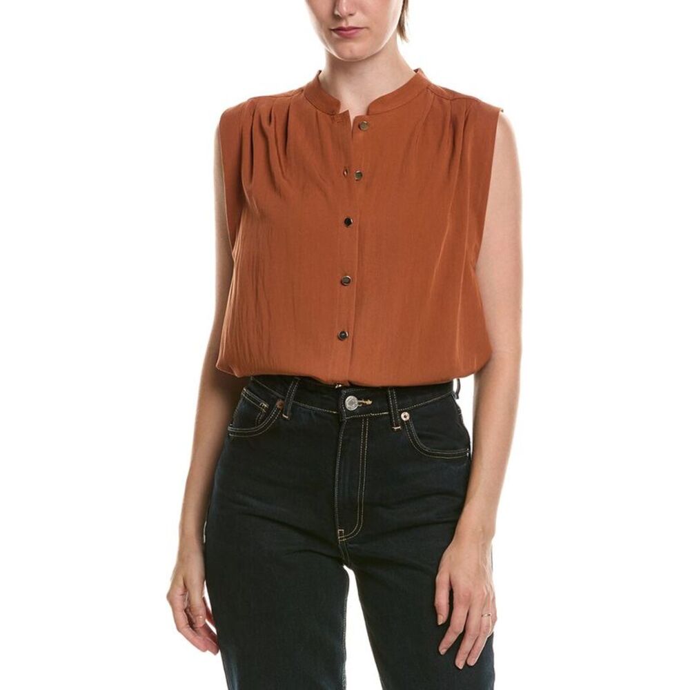 Anne Klein Womens  Button Front Shirt, Orange